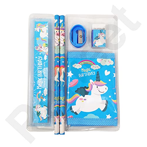 PARTEET Combo (Pack of 6 Items) Unicorn Stationery Gift Set Include 1 Purse,2 Pencils,1 Eraser,1 Shapner and 1 Scale for Kids - Image 2