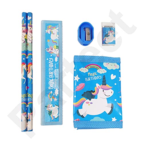 PARTEET Combo (Pack of 6 Items) Unicorn Stationery Gift Set Include 1 Purse,2 Pencils,1 Eraser,1 Shapner and 1 Scale for Kids - Image 3