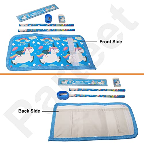 PARTEET Combo (Pack of 6 Items) Unicorn Stationery Gift Set Include 1 Purse,2 Pencils,1 Eraser,1 Shapner and 1 Scale for Kids - Image 4