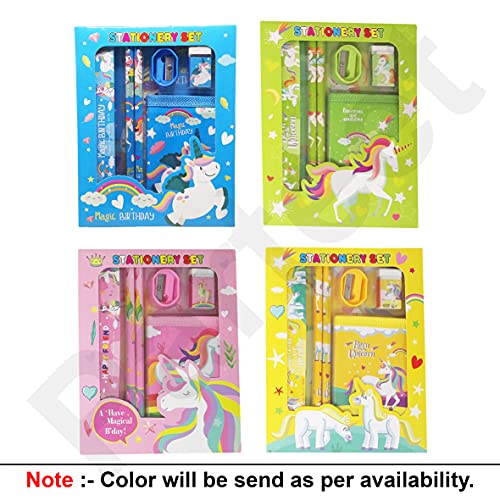 PARTEET Combo (Pack of 6 Items) Unicorn Stationery Gift Set Include 1 Purse,2 Pencils,1 Eraser,1 Shapner and 1 Scale for Kids - Image 5