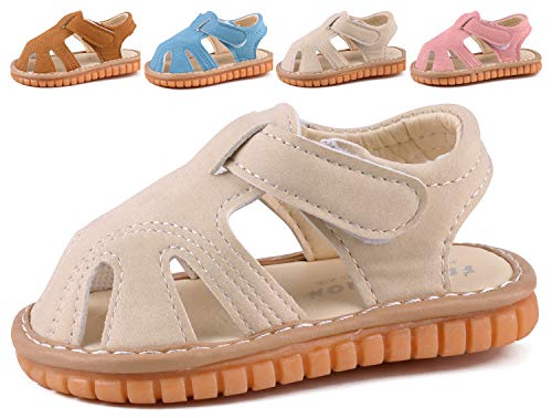 CINDEAR Baby Boys Girls Squeaky Sandals Summer Closed-Toe Anti-Slip Premium Rubber Sole Toddler First Walkers Shoes 1301-BG19 - Image 1