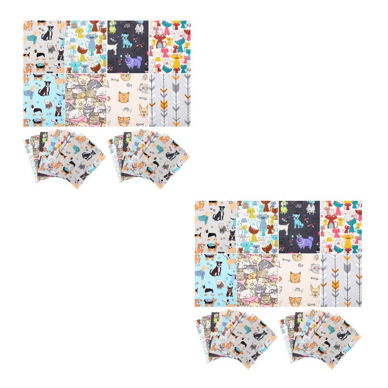80 Pcs 1Set Printing Versatile Patchwork Cloth for Home (Green, Rosy) - Image 5