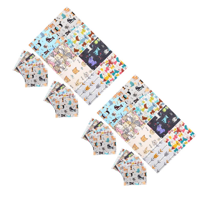 80 Pcs 1Set Printing Versatile Patchwork Cloth for Home (Green, Rosy) - Image 1