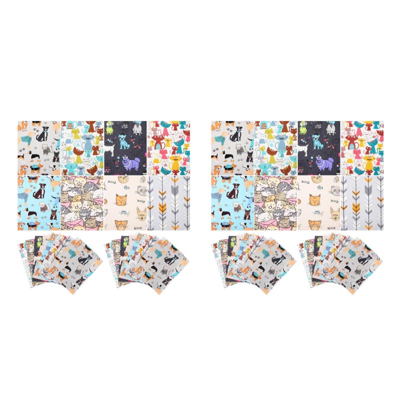 80 Pcs 1Set Printing Versatile Patchwork Cloth for Home (Green, Rosy) - Image 2