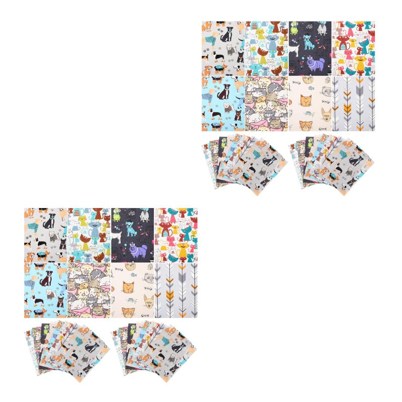 80 Pcs 1Set Printing Versatile Patchwork Cloth for Home (Green, Rosy) - Image 3