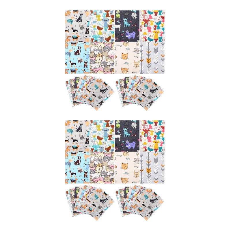 80 Pcs 1Set Printing Versatile Patchwork Cloth for Home (Green, Rosy) - Image 4