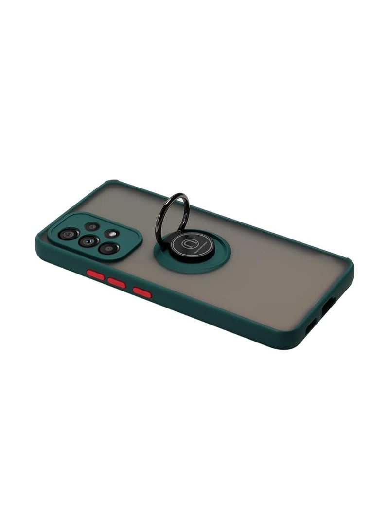 Samsung Galaxy A53 5G Case Matte Silicone Protective with 360 Degrees Rotate Metal Magnetic Ring Kickstand Green - Image 2