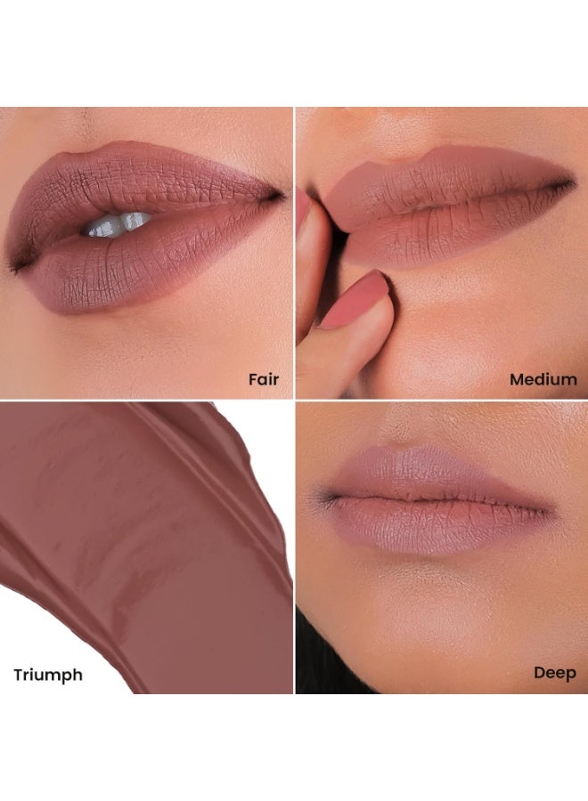 LAMIOR Matte Velvet Liquid Lipstick 8 Hour Coverage | Rich & Long Lasting | lip color for Women | Lightweight & Comfortable - Smudge Proof | Non Transferable | Shade - Triumph, 5 ml - Image 3