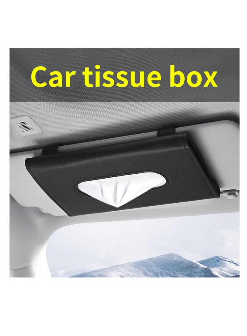 NOVOLAN Tissue Box for Car Visor, Paper Tissue Dispenser Tissue Paper Box Cover Napkin Organizer Holder, Car Tissue Holder PU Leather Clip, Sun Visor Tissue Car Accessories Visor Holder, Black - Image 2