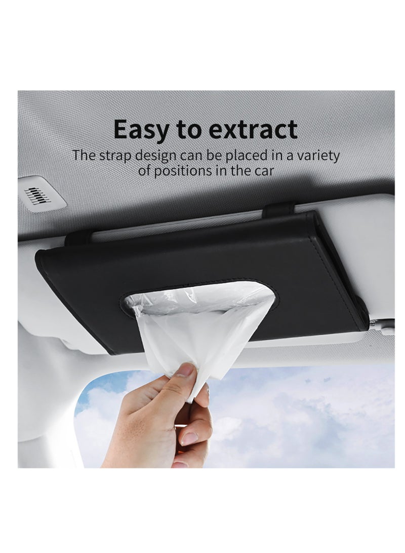 NOVOLAN Tissue Box for Car Visor, Paper Tissue Dispenser Tissue Paper Box Cover Napkin Organizer Holder, Car Tissue Holder PU Leather Clip, Sun Visor Tissue Car Accessories Visor Holder, Black - Image 4