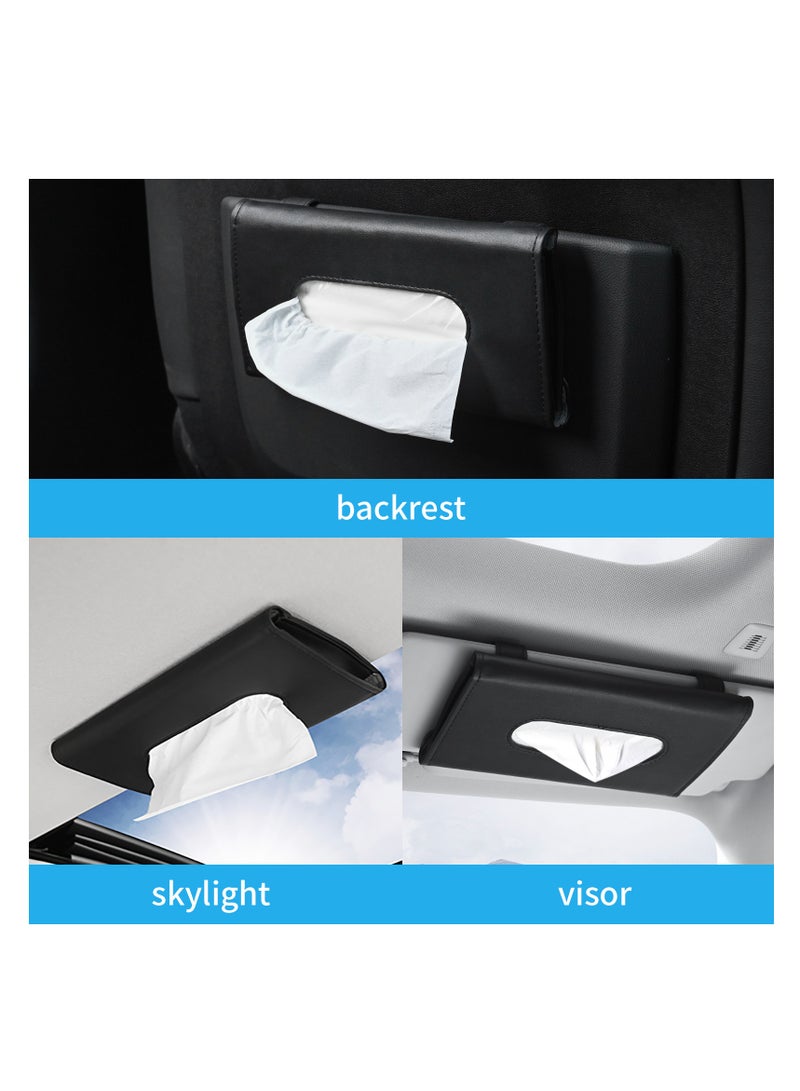 NOVOLAN Tissue Box for Car Visor, Paper Tissue Dispenser Tissue Paper Box Cover Napkin Organizer Holder, Car Tissue Holder PU Leather Clip, Sun Visor Tissue Car Accessories Visor Holder, Black - Image 3