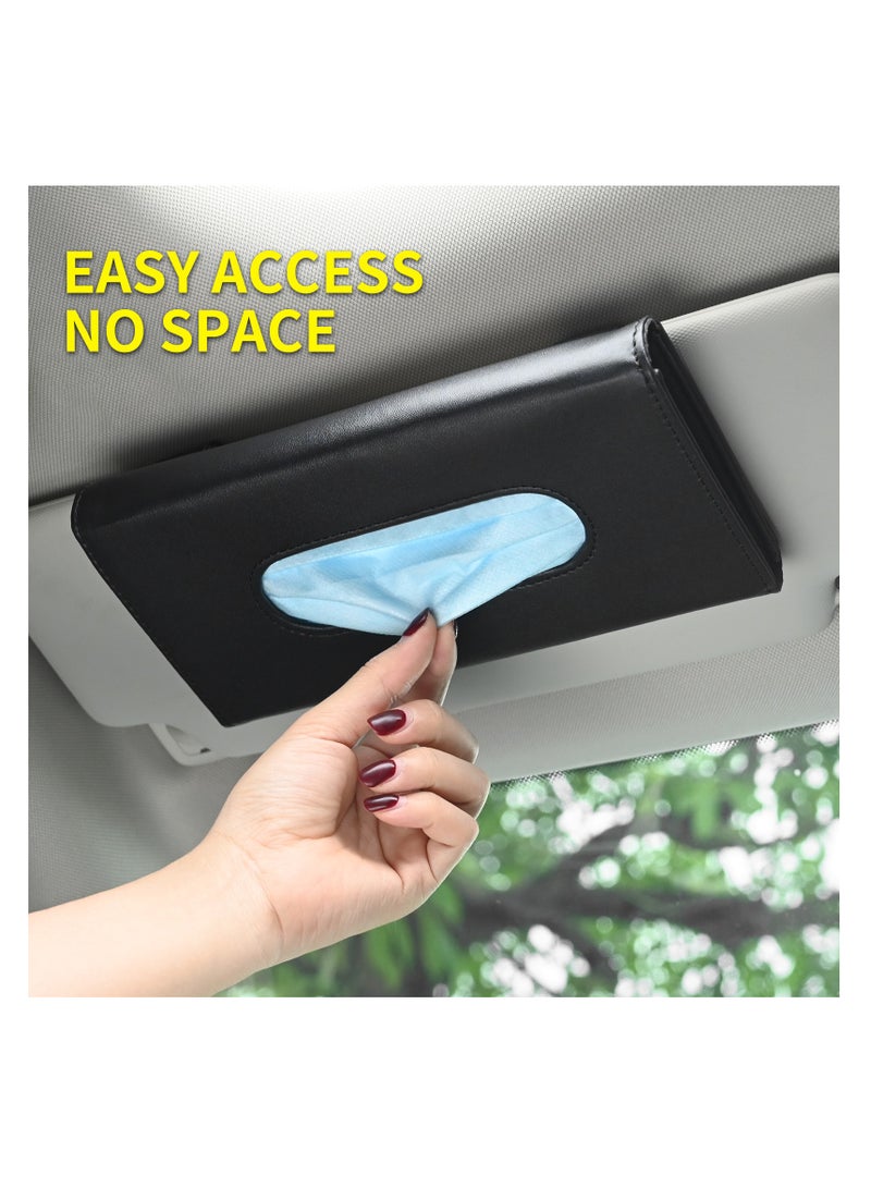 NOVOLAN Tissue Box for Car Visor, Paper Tissue Dispenser Tissue Paper Box Cover Napkin Organizer Holder, Car Tissue Holder PU Leather Clip, Sun Visor Tissue Car Accessories Visor Holder, Black - Image 5
