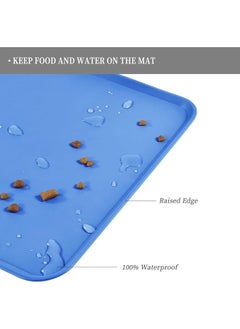 MahMir Medium Size Feeding Mat, For Cat and Dogs Silicone Bowl Mat, Feeding Mat, Waterproof Dog Cat Mat Pet Placemat Premium Silicone FDA Grade Non-stick Non Slip Anti Spill Easy Clean  ( Blue )  - Image 2
