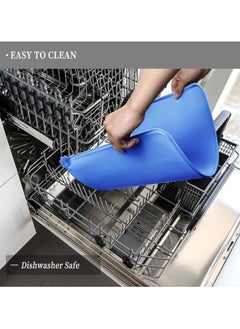 MahMir Medium Size Feeding Mat, For Cat and Dogs Silicone Bowl Mat, Feeding Mat, Waterproof Dog Cat Mat Pet Placemat Premium Silicone FDA Grade Non-stick Non Slip Anti Spill Easy Clean  ( Blue )  - Image 3