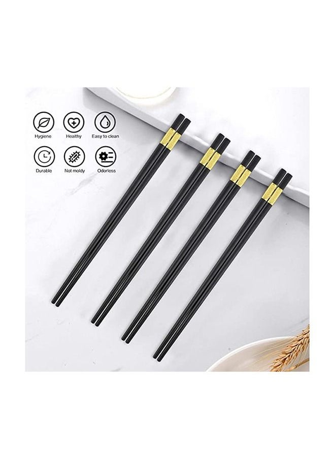 Umiwin 5 Pairs Fiberglass Chopsticks Black And Gold  - Image 2