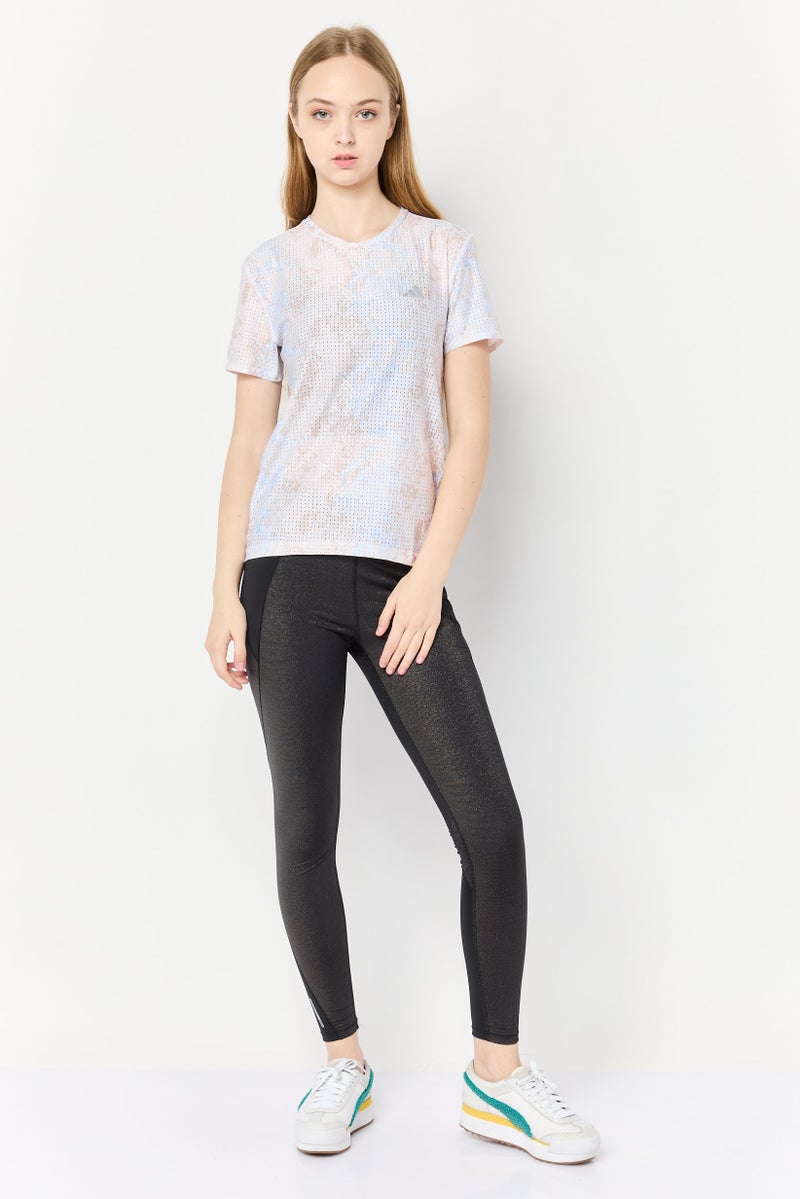 Adidas Women Slim Fit Short Sleeve Training T-Shirts, Light Peach - Image 2