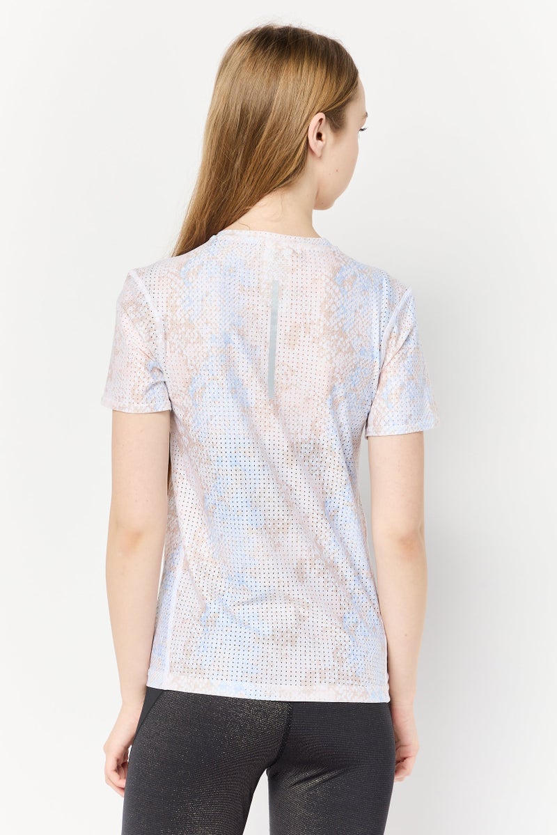 Adidas Women Slim Fit Short Sleeve Training T-Shirts, Light Peach - Image 4