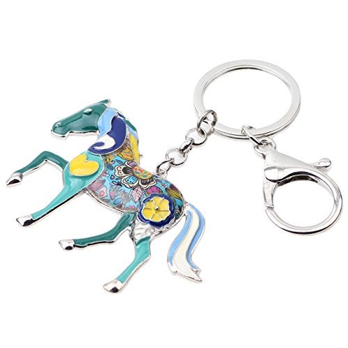 BONSNY Enamel Metal Horse Key chains For Women Girls Gifts Car Purse Animal Pendant Charms toy (Blue) - Image 2