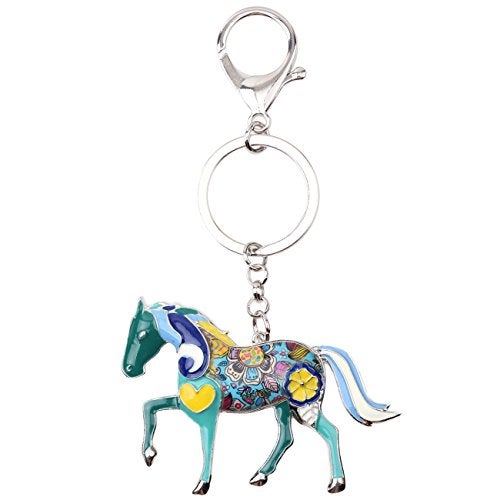 BONSNY Enamel Metal Horse Key chains For Women Girls Gifts Car Purse Animal Pendant Charms toy (Blue) - Image 4
