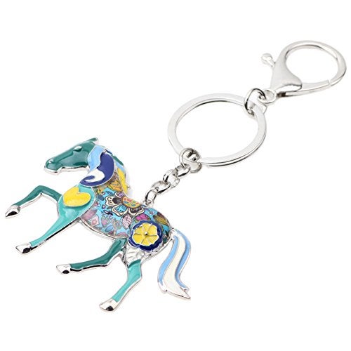 BONSNY Enamel Metal Horse Key chains For Women Girls Gifts Car Purse Animal Pendant Charms toy (Blue) - Image 3
