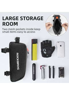 Rockbros Top Tube Bike Bag Bike Waterproof Bicycle Bag Front Frame Bag Top Tube Bag Bike Frame Pouch Compatible with iPhone Pro Max/XR/XS Max 7/8 Plus  - Image 3