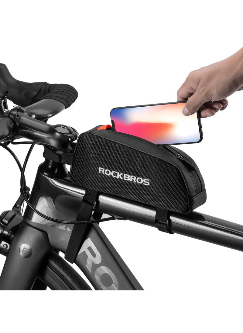 Rockbros Top Tube Bike Bag Bike Waterproof Bicycle Bag Front Frame Bag Top Tube Bag Bike Frame Pouch Compatible with iPhone Pro Max/XR/XS Max 7/8 Plus  - Image 1