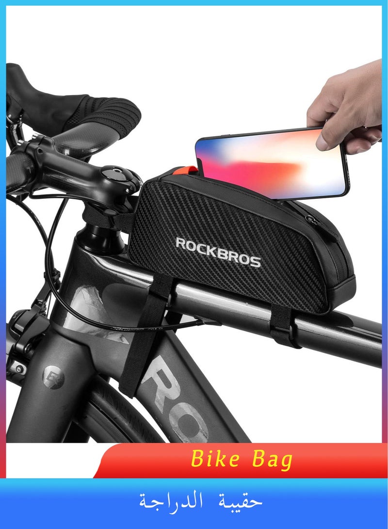Rockbros Top Tube Bike Bag Bike Waterproof Bicycle Bag Front Frame Bag Top Tube Bag Bike Frame Pouch Compatible with iPhone Pro Max/XR/XS Max 7/8 Plus - Image 1