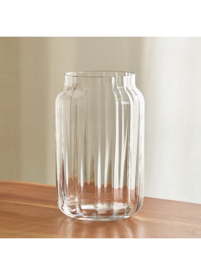 Home Box Atlanta Clear Optical Glass Vase - 14x22 cm - Image 2