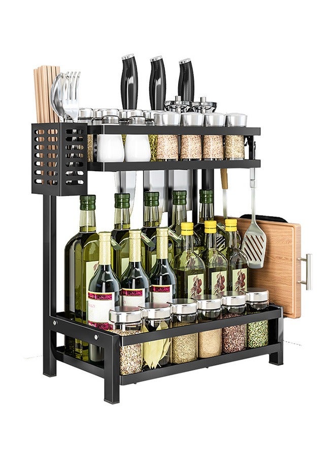 Yolu 2 Tier Kitchen Stainless Steel Spice Rack Kitchen Countertop Storage Shelf  - Image 1