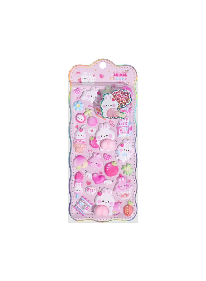 Flash Hot Shimmer Stickers 3d Relief Stickers Solid Children's Cartoon Animal Crystal Phone Case Decorations - Image 1