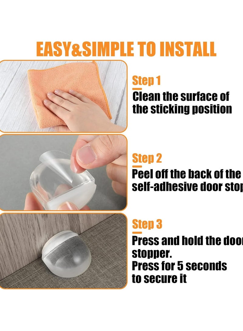 Oasisgalore Self-Adhesive Door Stopper - 4 Pack Clear Wall Protection Bumper for Home and Office, Shock Absorbent Floor Stop to Prevent Door Damage and Protect Walls - Image 4