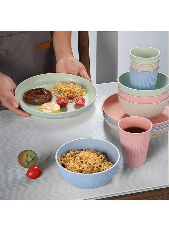 Blue 12 Piece Premium PP Plate Bowls Cups Set Microwave Dishwasher Safe - Image 3