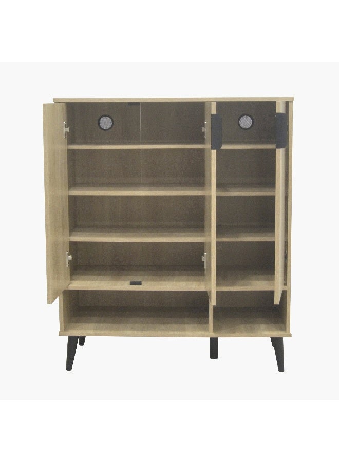 Home Box Movo-Lasero 3 Door Shoe Cabinet w/Open Shelf-Oak-20 Pairs - Image 4