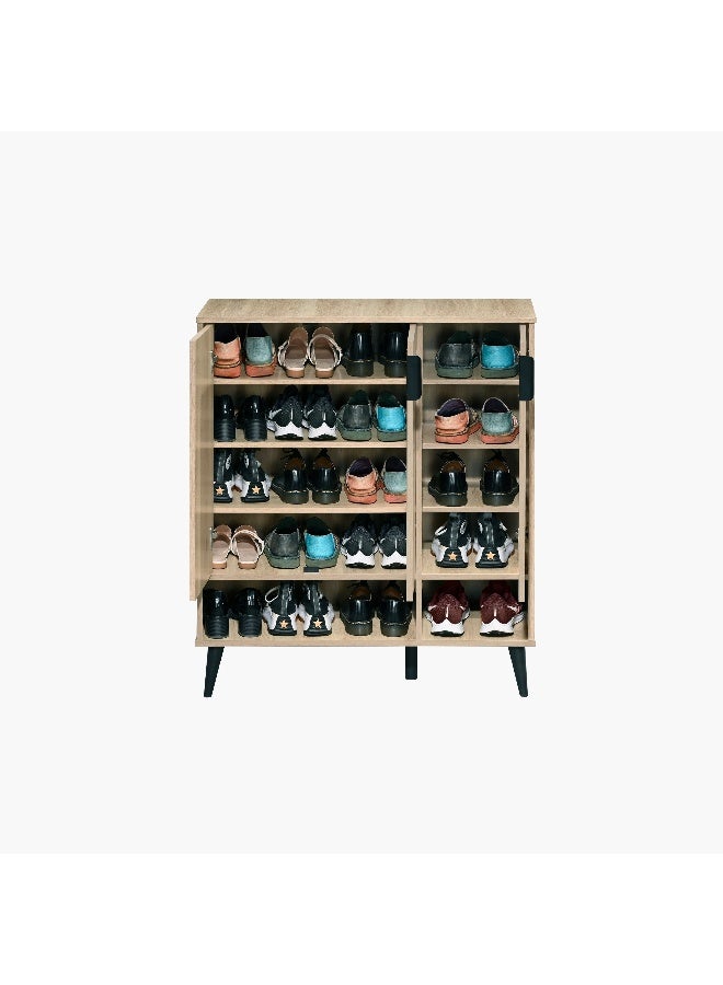 Home Box Movo-Lasero 3 Door Shoe Cabinet w/Open Shelf-Oak-20 Pairs - Image 5