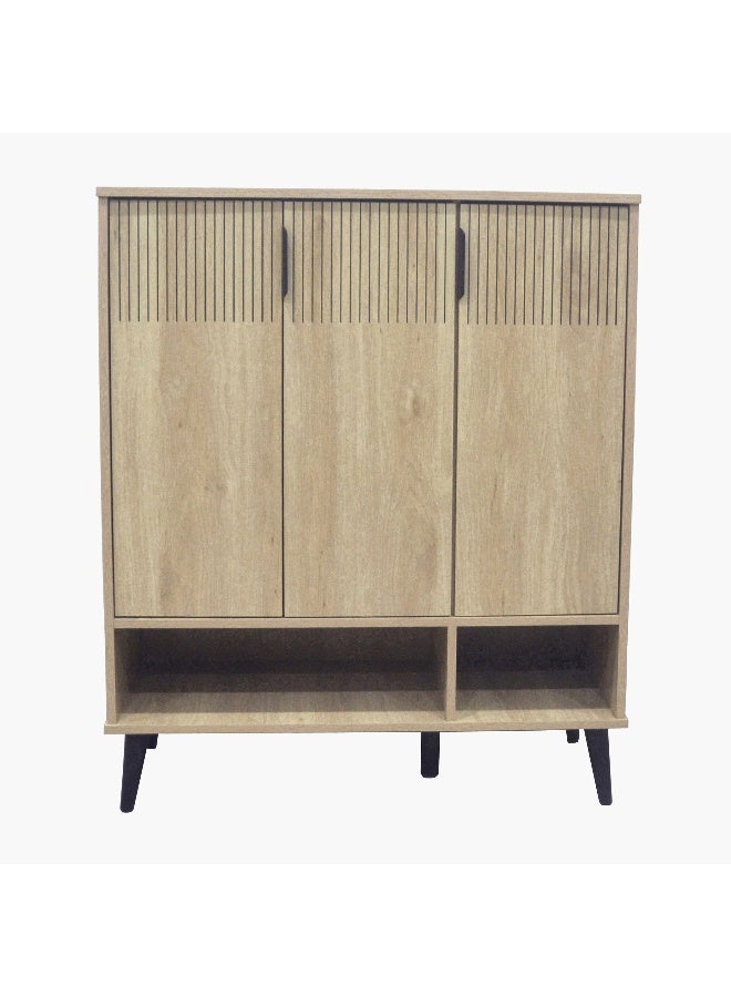 Home Box Movo-Lasero 3 Door Shoe Cabinet w/Open Shelf-Oak-20 Pairs - Image 3