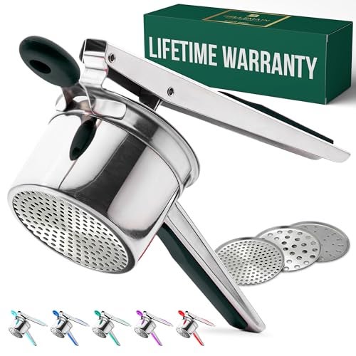 Bellemain 15 oz Large Potato Ricer | Heavy-Duty Stainless Steel Ricer & Masher | Perfect for Mashed Potatoes | Kitchen Tool with 3 Interchangeable Discs (Blue) - Image 1