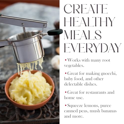 Bellemain 15 oz Large Potato Ricer | Heavy-Duty Stainless Steel Ricer & Masher | Perfect for Mashed Potatoes | Kitchen Tool with 3 Interchangeable Discs (Blue) - Image 4