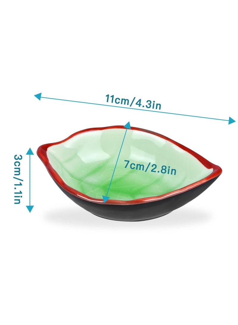 Zikra 4 Pack Assorted Color Charcuterie Bowls, Cute Leaf Shape ceramic bowl, Sushi Plates and Soy Sauce Bowls, Plates Serving Dishes Condiment Dish for Sushi Appetizer, Oil, Vinegar, Ketchup - Image 2