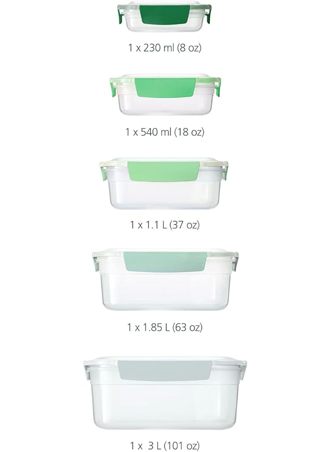 Joseph Joseph Nest Lock Plastic Food Storage Container Set With Lockable Airtight Leakproof Lids, 10 Piece, Sage Green 5 Piece 81127 - Image 2