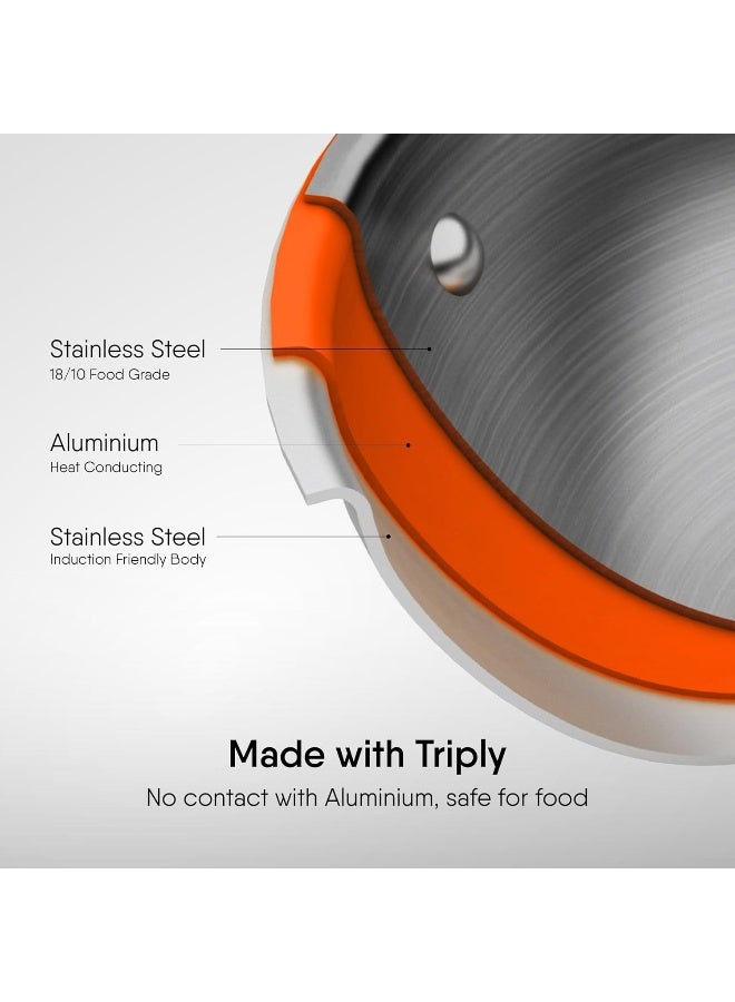 Stahl مقلاة ستال أرتيزان ثلاثية الفولاذ المقاوم للصدأ مع غطاء، متوافقة مع موقد الحث والغاز، مقلاة عجة وبيض، 2.1 لتر، 26 سم - Image 3