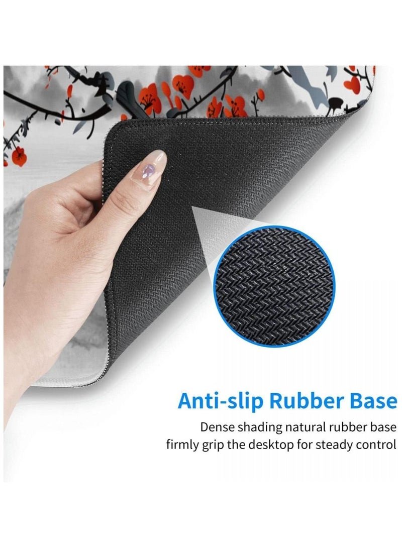 Japanese Sakura Cherry Blossom Mouse Pad XL Full Desk Mousepad Extended Large Non-Slip Rubber Base Big Keyboard Mat with Stitched Edges for Gaming and Office 700*300*2MM  - Image 5