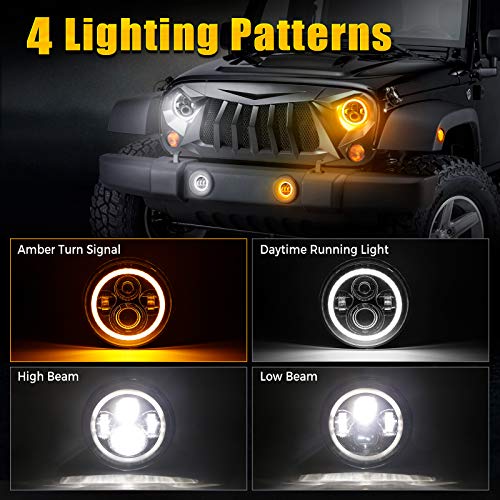 SUPAREE 7 Inch LED Headlight and 4 Inch Fog Light Turn Signal DRL and Hi/Lo Beam fit for 1997-2018 Jeep Wrangler JK LJ TJ CJ Sahara Sport Rubicon H1 H2 - Image 2