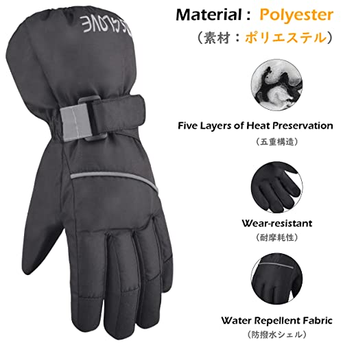 TRIWONDER Kids Winter Ski Snow Gloves Children Snowboard Gloves Cold Weather Waterproof for Boys Girls Toddler (Black, L (11-14 Years Old)) - Image 3