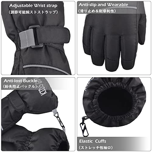TRIWONDER Kids Winter Ski Snow Gloves Children Snowboard Gloves Cold Weather Waterproof for Boys Girls Toddler (Black, L (11-14 Years Old)) - Image 5
