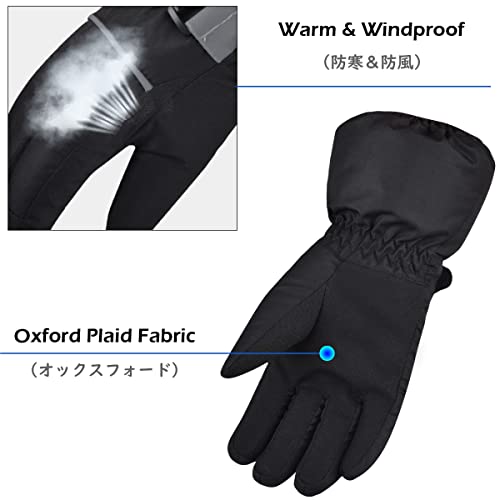TRIWONDER Kids Winter Ski Snow Gloves Children Snowboard Gloves Cold Weather Waterproof for Boys Girls Toddler (Black, L (11-14 Years Old)) - Image 4