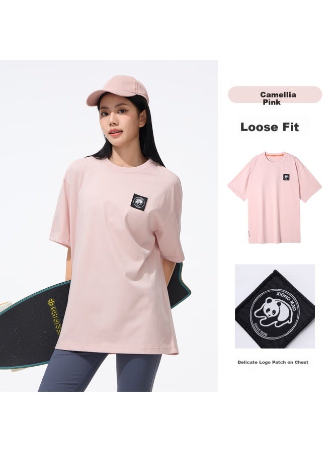 Panda Camel Series Outdoor Short Sleeve Quick-dry T-shirt Uni Spring Summer Sports Casual Top Innerwear K170 Pink, S