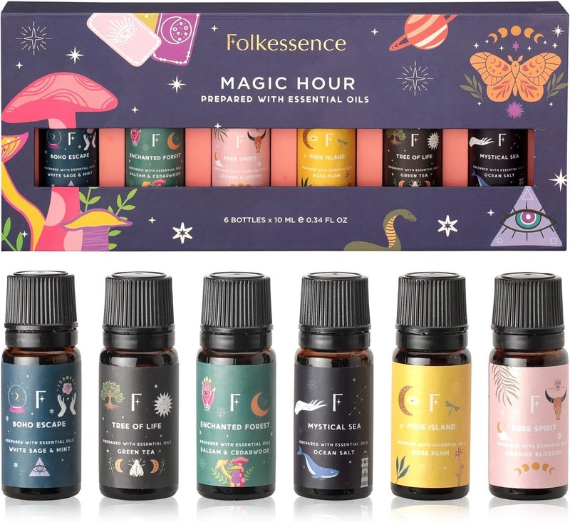 Folkulture Essential Oils for Diffuser Oil | Set of 6 Fragrance Oil or Diffuser Oils Scents for Home | Diffuser Essential Oil | Fragrance Oil for Diffusers- White Sage, Cedarwood - Image 1