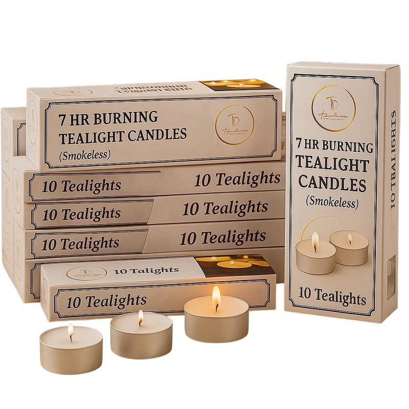 True Decor 7 Hour Long Lasting Tealight Unscented Candles 20G Tea Lights Candles Big Size Wax Candles Tealight Candles Set Of 100 5 X 5 Cm - Image 1