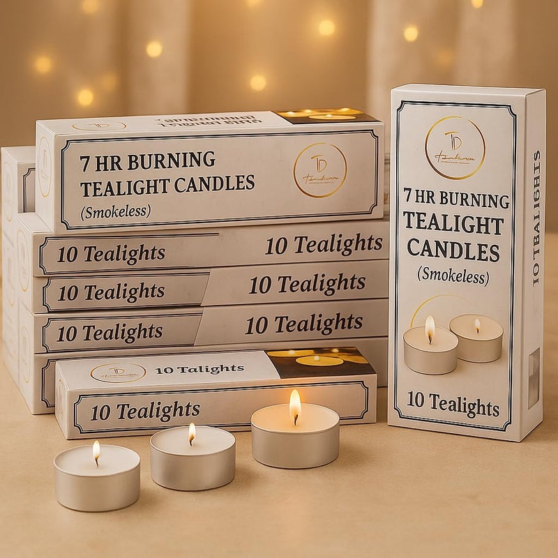 True Decor 7 Hour Long Lasting Tealight Unscented Candles 20G Tea Lights Candles Big Size Wax Candles Tealight Candles Set Of 100 5 X 5 Cm - Image 2