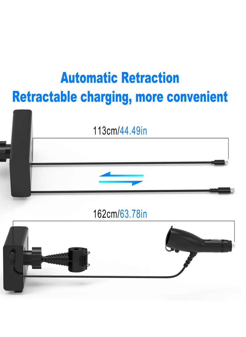 Excefore - Multi Car Retractable Backseat Car Charger 5 in 1 Car Charging Station Box for Notebook/iPhone/Samsung,60W Cigarette Lighter Adapter with 1M Cable Share Ride Customer Charging Dock Attach to Headrest - Image 1